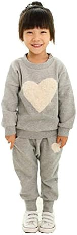 Baby Criandler Girl Tracksuit roupas roupas de 3 a 7 anos de idade de manga longa com estampa de coração