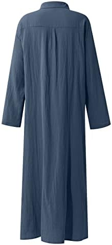 Vestidos de linho Zefotim para mulheres 2023 Moda longa Casual Casual Eado