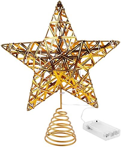 Ezakka Christmas Tree Star Topper, 10 polegadas Metal Treetop Decoração de Natal, capota de estrela