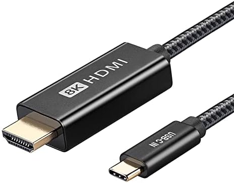 QCES USB C a HDMI Cabo 8k 30Hz 6,6 pés, USB tipo C a HDMI 2.1 Adaptador de 48 Gbps Cabo 4K 120Hz