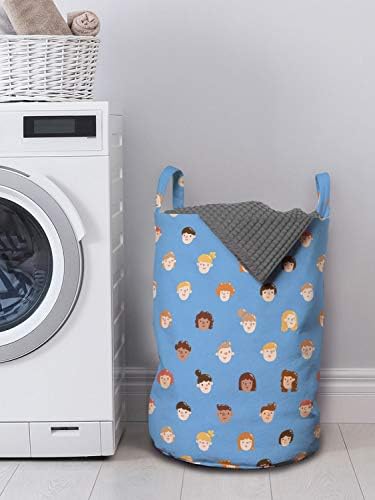 Bolsa de lavanderia infantil de Ambesonne, meninos e meninas enfrenta retratos de jovens adolescentes Etnia