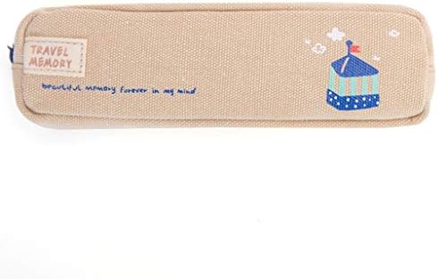 MJCBD Memória de viajar Bolsa de lápis coreana estudante de lona fofa bolsa de papelaria chumbo de papelaria simples