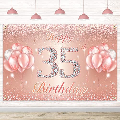 Feliz Banner de 35 anos - cenário - 35 de decoração de festas de aniversário suprimentos para mulheres