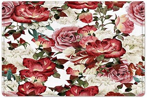 Lb vintage banheiro floral tapen peony rosa flor flor vermelha pink banheiro branco tapete de memória