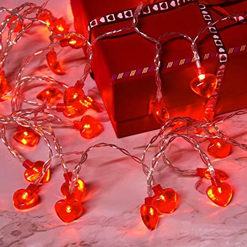 Yolyoo 14,7 ft 40 LEDS Luzes de cordas em forma de coração para dia dos namorados, casamento, dia das