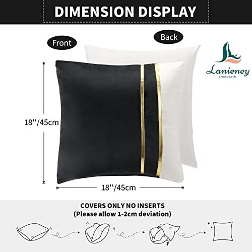 Lanieney Capas de travesseiro de veludo decorativo de 18x18 polegadas de travesseiro de arremesso de arremesso