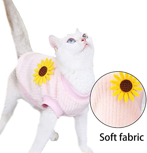 Suéteres de velo de girassol de gato nuatpetin 2 para garotas de gatinho, roupas de gato quentes e macias