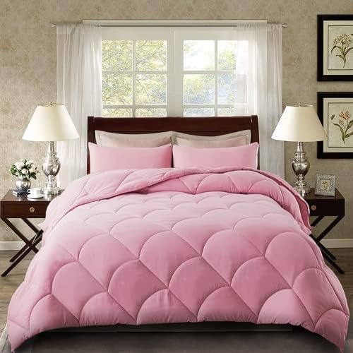 Elnido Queen Pink Twin Consolador com 1 travesseiro SHAM - 2 peças Conjunto de edredom de cama - Conjunto