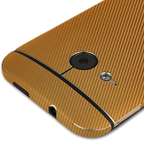Skinomi Gold Carbon Fiber Compation Skin Compatível com HTC One Mini 2 TechSkin com protetor de tela de filme claro