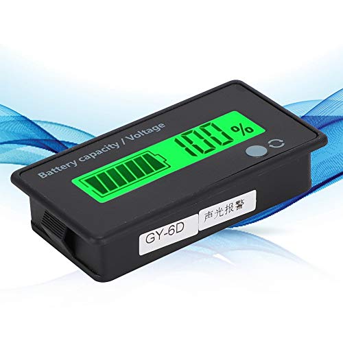 Medidor de capacidade da bateria, indicador de tensão da bateria universal de 8-100V com linha de conexão, alarme de luz sonora, exibição LCD da luz de fundo, azul/branco/verde