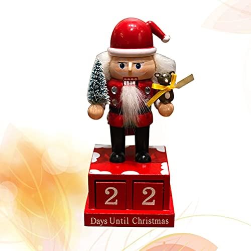 ABOOFAN Christmas Wooden Ornament Soldier Soldier Countdown Calendário Doll Counter Decoration Red Party Party