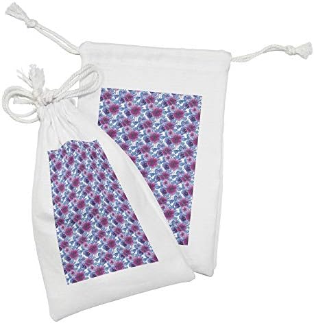 Conjunto de bolsas de tecido floral de Ambesonne de 2, flora selvagem romântica boêmia em estilo aquarela, pequeno