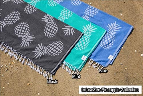 Infusezen Pineapple Prip Toalha turca em um tamanho extra grande, toalha de praia ou banho de praia