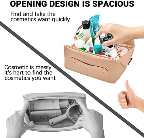 A bolsa de maquiagem portátil rlokosfb abre plana para fácil acesso, bolsa de higieness de bolsa