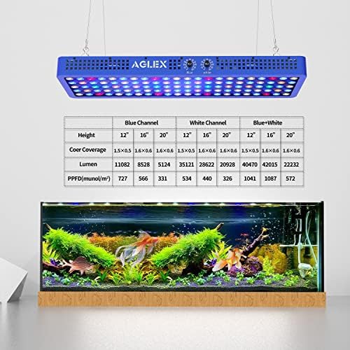 Canais duplos da luz de aquário LED AGLEX 330W Espectro completo para o tanque de peixes marinhos