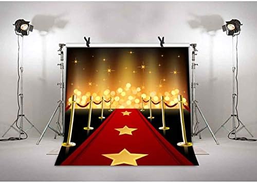 Luckbty Hollywood Red Carpet Penitros para fotografia 6x6ft Luzes de ouro Glitter Walk of Fame Photos Fundos