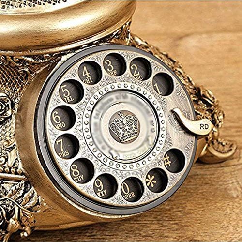 XJJZS Telefone antigo ， Resina imitação de cobre estilo vintage rotary retro antiquado rotativo discagem em casa