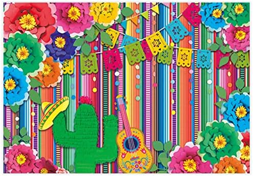 Allenjoy 72 x 48 cenário mexicano Fiesta para o carnaval Cinco de Mayo Festival Colorido Banner Floral taco