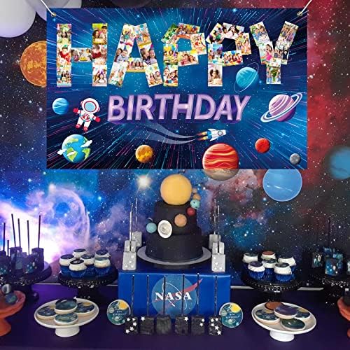 Mefeng personalizada galáxia tema festa de aniversário cenário externo espaço astronauta foguete