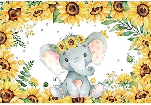 Girassóis de elefante fotografia pano de fundo neutro chá de bebê de aniversário decoração foto de fundo