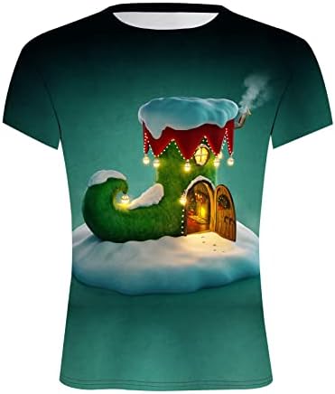Camisetas de manga curta de Natal dsodan para homens, 2022 Funny Natal Santa Papai Noel Print O pescoço