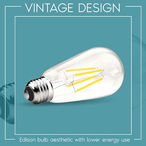 Luxrite LED vintage lâmpadas Edison 75W equivalente, ST19 ST58, 5000k Branco brilhante, 800 lúmens,