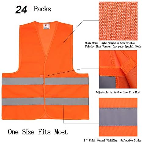 Zojo Normal Visibility Gests de segurança, 24pcs, tamanho ajustável, tecido de malha leve, colete
