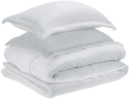 Basics Ultra -Soft Micromink Sherpa Conjunto de camas de edredom - Carvão, Full/Queen