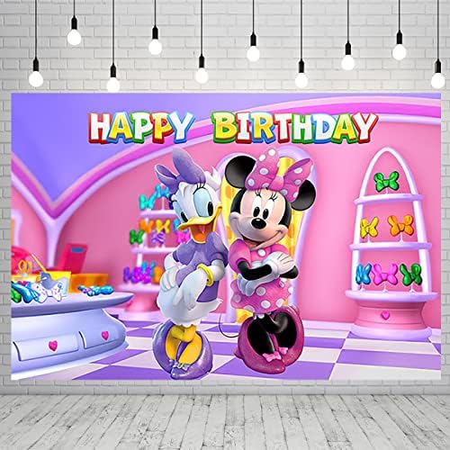 Casa Pink House Minnie Bowtique para festas de festas de aniversário Minnie Mouse e Daisy Duck Banner
