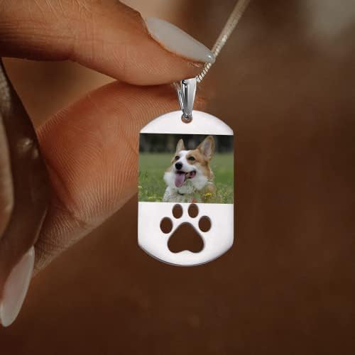 Yabeina Kail Photo personalizado Colar de pata de cachorro Princo, foto personalizada de panorna de