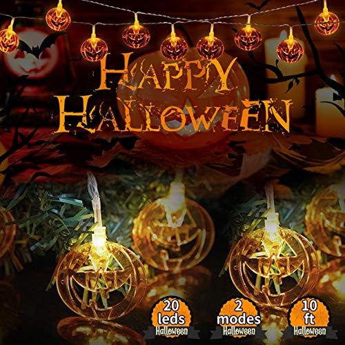 Kandice Halloween String Lights, 2 modos e luzes de abóbora alimentadas por bateria, luzes decorativas