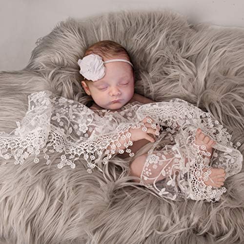 3 PCs Recém -nascidos Photography Props Roupfits, Baby Fluffy Posing Photoshoot Blanket + Lace