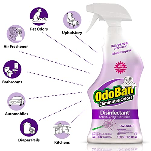 Desinfetante e odor prontos para uso ODOBAN, conjunto de 12 garrafas de spray, 32 onças cada, perfume de lavanda