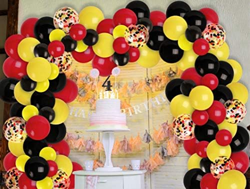 Balão de balão amarelo vermelho preto kit de guirlande