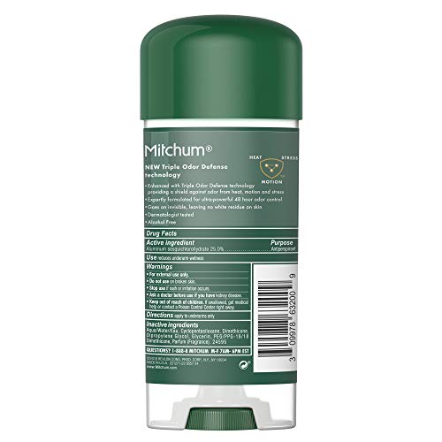 Mitchum Antiperspirant Desodorant Bust para homens, gel de defesa de odor triplo, proteção de