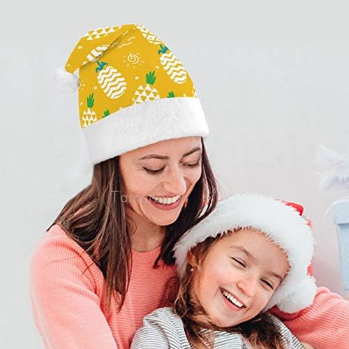 Chapéu de Papai Noel de Natal, Chapéu de Férias de Xmas de abacaxi amarelo para adultos, Hats de Natal