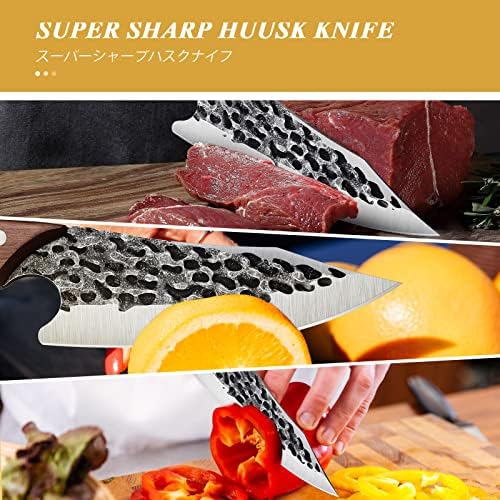 Huusk viking faca com bainha forjando pacote de faca forjada com faca de quebra de açougueiro forjada à mão