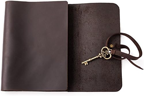 Caderno de diário de couro genuíno macio de ancraft com o encantador retro -chave de 6 anel A5 A5 Blank
