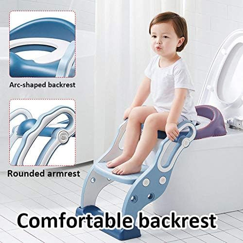 Rails Blue Safety Banheiro Seat Adaptador de assento de vaso sanitário ajustável com fezes de degrau,