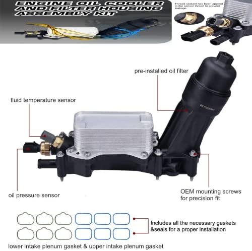 WZRUIBO Motor Refriador de óleo Filtro Adaptador Conjunto do adaptador Kit de sensor de junta para 2014-2017
