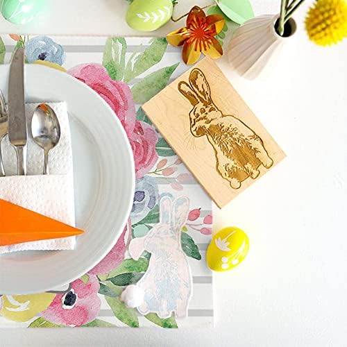 Arkeny Páscoa Floral Bunny Placemats 12x18 polegadas Conjunto de 4, Rabbit Home Dining Indoor Spring Holiday