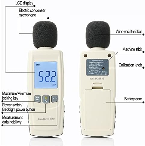 Genigw Ruído Medição do Instrumento de Medição DB METURO 30 ~ 130dB Mini Audio Nível de som Decibel Monitor de diagnóstico
