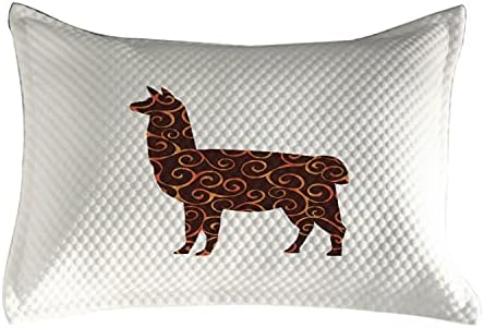 Ambesonne Llama acolchoado Capa de travesseiro, silhueta de animais domésticos da América do Sul com