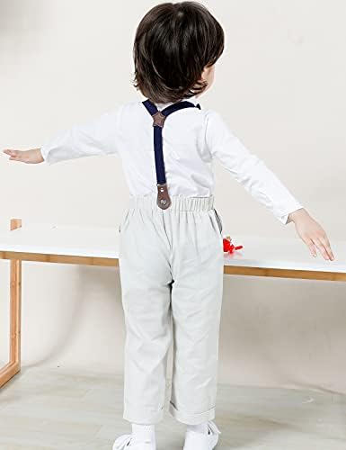 A&J Design Baby Girls Gentleman Roupet Set, 3pcs Terne Shirt & Suspender & Pants