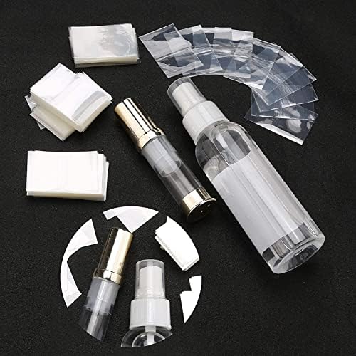 AIEX 500pcs 45 x 30 mm Bandas de encolhimento perfuradas claras para garrafas líquidas, faixas de vedação de fábrica