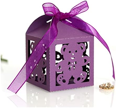 Zyzmh 50pcs pequenas caixas de doces de urso doces favorecem caixas de presente com fita para festas de