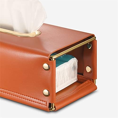 Caixa de lenço nórdico de Walnuta com caixa de cola de couro laranja caixa de decoração de decoração de carro