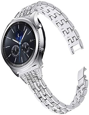 Dealele Bands Compatível com Samsung Fear S3 / Galaxy Watch 3 / Galaxy Watch 46mm, 22mm Rhinestone Diamond Metal