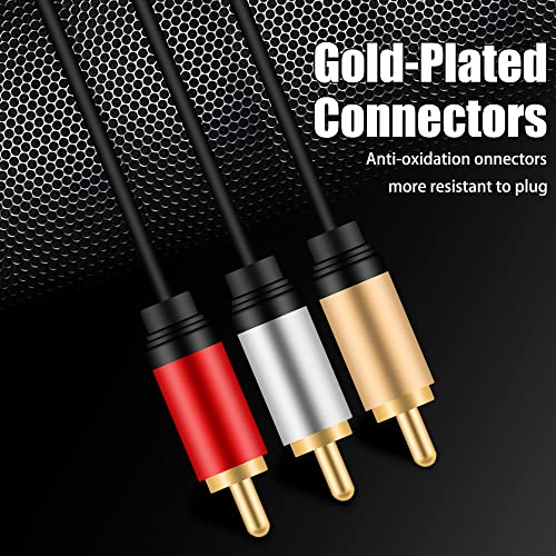 Vídeo de áudio RCA Cable 3ft, Tan Qy 3 RCA Male para 3 RCA Maleo Audio Video RCA Cable Gold-Tipled para conectar