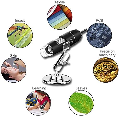 Microscópio USB, endoscópio de ampliação 1000X, 8 Microscópio digital USB 2.0 LED, Mini Câmera com